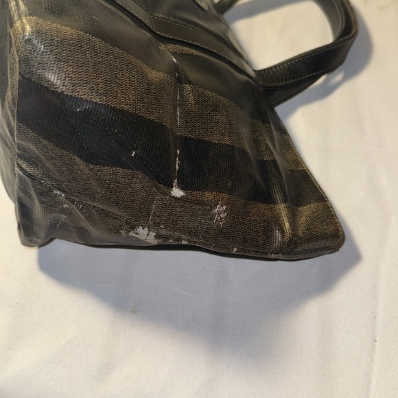 SOLD- Fendi, Pequin Stripes PVC Handbag Tote 14in  x 7.5in x 6in - Picture 6 of 10